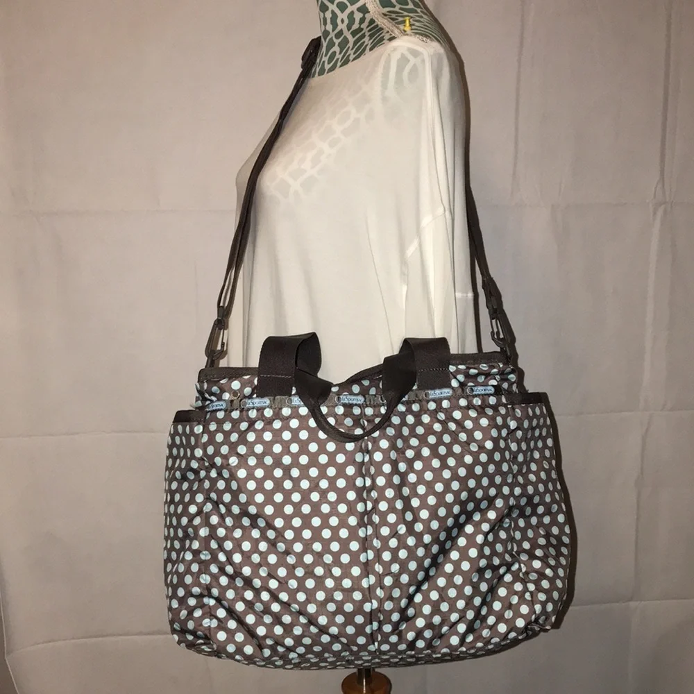 LeSportsac Brand Polka Dot Brown & Baby Blue Bag Purse